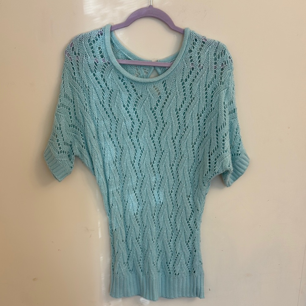 delias Light Blue Cable Knit Crew Neck Sweater